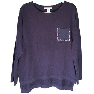 Tommy Bahama Navy Cashmere and Wool Sweater L sequin pocket